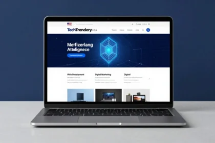 TechTrendery.com USA website concept featuring technology, AI, business, digital marketing, and software topics.