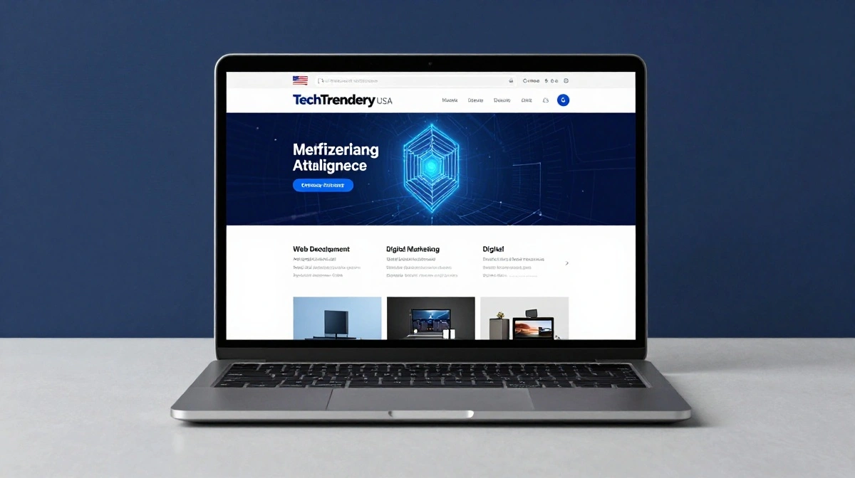 TechTrendery.com USA website concept featuring technology, AI, business, digital marketing, and software topics.