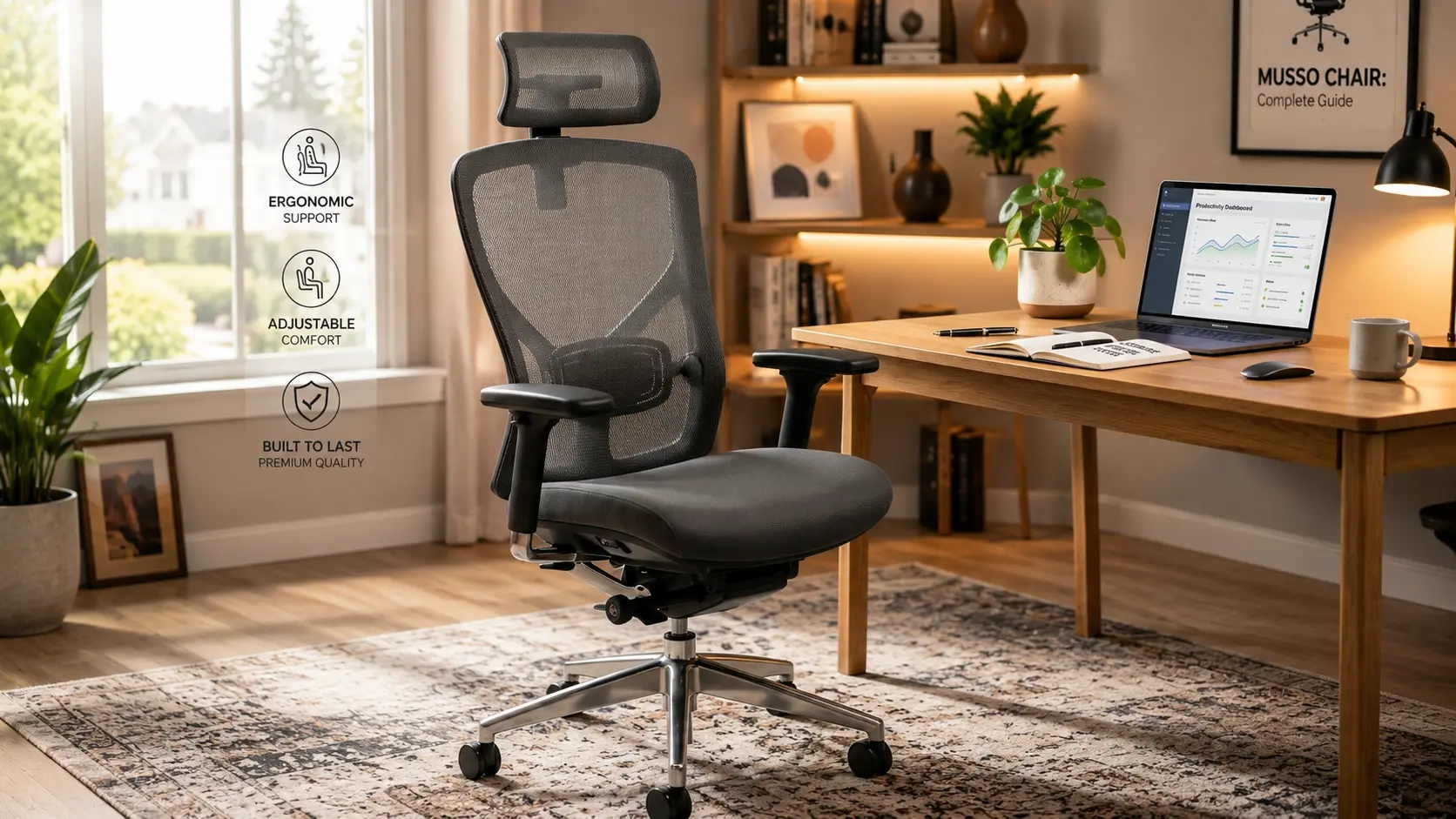 MUSSO ergonomic office chair in a modern home office workspace