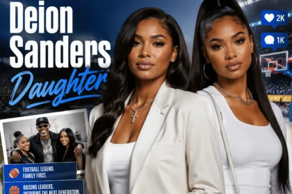 Deion Sanders daughter Deiondra and Shelomi Sanders represented in a sports and entertainment themed featured image.
