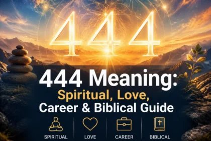 444 meaning explained with spiritual, love, career, numerology, and biblical symbolism in a modern visual