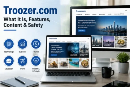 Troozer.com website guide showing its content categories, features, digital publishing purpose, and online safety information