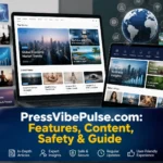 PressVibePulse.com guide showing technology, business, finance, lifestyle, travel, and digital content topics
