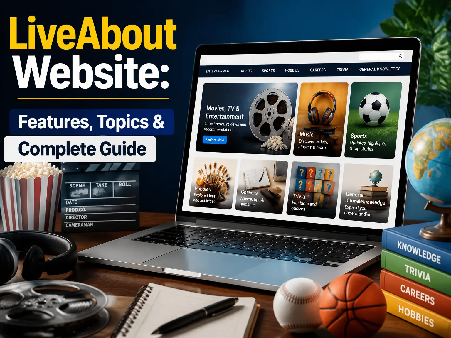 LiveAbout website guide covering entertainment, music, sports, hobbies, careers, trivia, features, and general topics.