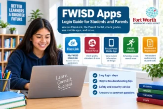 FWISD Apps login guide showing student learning tools and parent portal access.