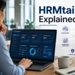 HRMtaila AI in HR explained with employee management, recruitment, automation, analytics, and data security concepts.